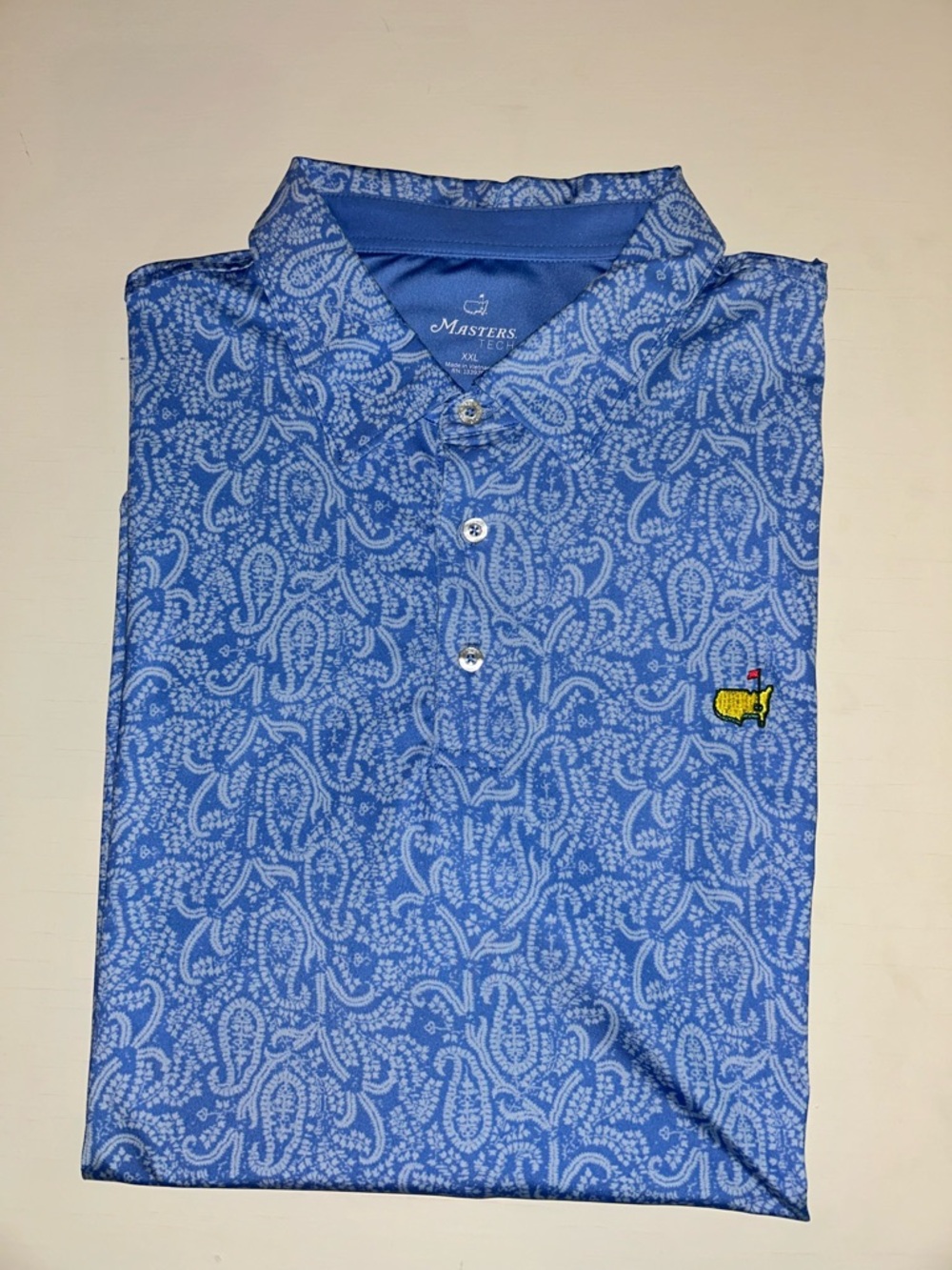 Masters Blue Paisley Golf Polo with Yellow Logo